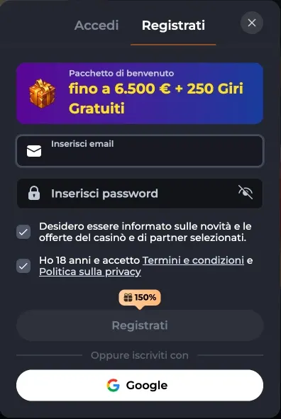 Corgibet Registrazione