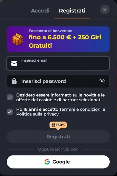 Corgibet Registrazione